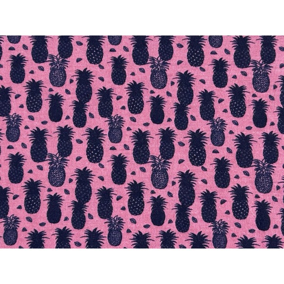 TailorByrd Men's Shirt Golf Polo Pink Navy Pineapples Performance Preppy Large - Picture 6 of 9